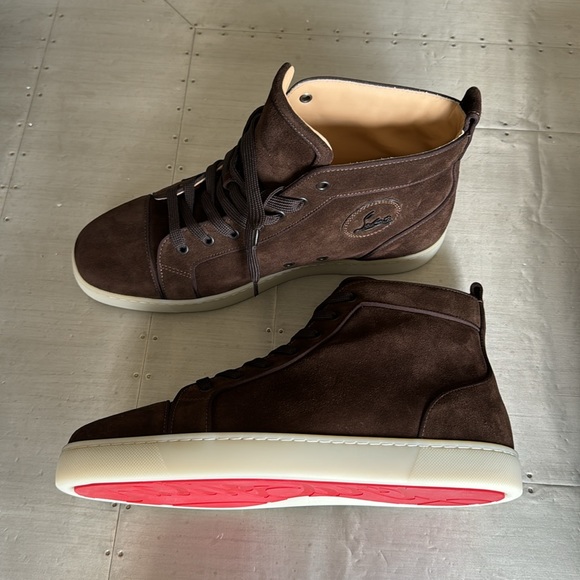 Christian Louboutin Louis orlato flat dark brown cosme suede high top sz 43.5 main image 5